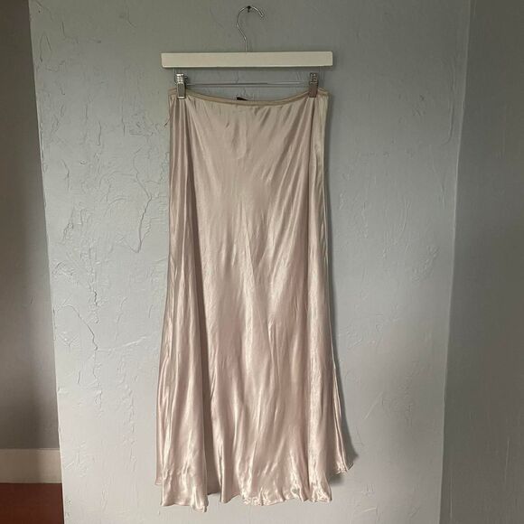 Zara Dresses & Skirts - Zara Women's Light Pink/Cream Silky Midi Minimalist Soft Girl Skirt sz XL